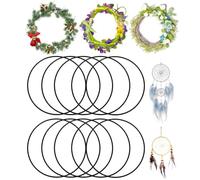 Bangbobi Anillos de Metal Manualidades - Paquete de 10, Negro, 3 mm, 15 cm de diámetro, Anillos de Alambre para Hacer atrapasueños, floristería, Coronas de Boda