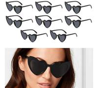 Bangbobi Gafas de Sol corazón - Set de 8 Gafas de Fiesta Vintage corazón para Mujer, Gafas Hippie años 90 para Halloween, Navidad, Boda - plástico, Negro