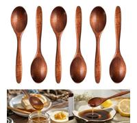 Bangbobi Juego de 6 cucharas pequeñas de Madera, Cuchara Natural Pulida a Mano, 14,5 cm, para Chocolate Caliente, Miel, café, té, Cuchara de Madera para Miel, Cuchara de Madera para el hogar