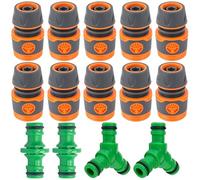 Bangbobi Juego de Conectores de Manguera de 10 Piezas, Acoplamiento y Conector de Manguera Gardena de 1/2 Pulgada con 2 divisores en Y, 2 enchufes Dobles, para Manguera de jardín