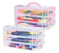 Bangbobi Organizador de bolígrafos, Caja clasificadora de papelería apilable, útiles Escolares con Asas, diseño Transparente para Escritorio o gabinete de Manualidades