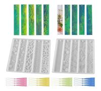 Bangbobi - Paquete de 2 moldes rectangulares de Silicona para marcapáginas de Resina epoxi con 10 diseños y 16 borlas de Colores, para marcapáginas y Joyas de Bricolaje