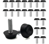Bangbobi Pies Ajustables para Muebles, pies atornillables, pies Ajustables M6, pies de Goma atornillables, pies niveladores, Metal Negro, 20 Unidades: Modernos y duraderos