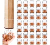 Bangbobi Tapas de patas de asiento rectangulares, 35 protectores de patas de silicona transparente, cuadrados, protectores de suelo para sillas, protectores de pies