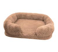 BangDon Cama rectangular lavable y extraíble para perro con felpa suave y acogedora, transpirable, sofá cama para perros pequeños, medianos y grandes, M (50 x 40 x 14 cm), color marrón claro