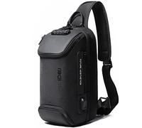 BANGE Bolso bandolera, bolso de pecho impermeable para hombre, bolsas de hombro, mochila cruzada para hombres.., Actualización negra antirrobo, M, Viajar