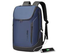 BANGE Business Smart Mochila Impermeable Fit Portátil de 15,6 Pulgadas con Puerto de Carga USB, Viaje Durable (Azul, Dos Bolsillos), M