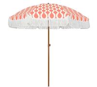 BANGHA Sombrilla con Flecos,Sombrilla Terraza Exterior Sombrilla De Patio 2,13 M Con Flecos Y Borlas For Exteriores, Mástil Varillas Acero Premium UPF50(Wave Pink Champagne)
