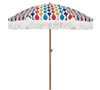 BANGHA Sombrilla con Flecos,Sombrilla Terraza Exterior Sombrilla De Patio 2,13 M Con Flecos Y Borlas For Exteriores, Mástil Varillas Acero Premium UPF50(Wave Colorful)