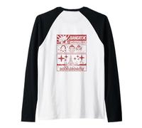 Bangkok Cartoon Retro Gráfico, Cultura y Seguridad Vibes Camiseta Manga Raglan