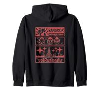 Bangkok Cartoon Retro Gráfico, Cultura y Seguridad Vibes Sudadera con Capucha