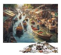 Bangkok Mekong River Puzzle Difficult Hard 100 Percent Recycled Cardboard Jigsaw Puzzle for Women Men Father's Day Gifts 70x50cm/1000pcs