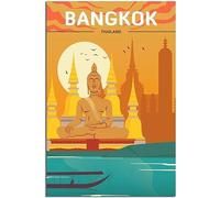 Bangkok Thailand Buddha Statue Vintage Viaje Póster Retro Pared Arte Lienzo Póster Arte Imprimir Hogar Decoración Habitación Decoración Sin Marco 50x75cm