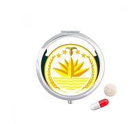 Bangladesh National Emblem país Travel bolsillo píldora caso medicina dispensador espejo regalo caja de almacenamiento