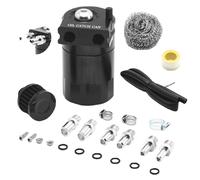 bangminda Decantador Aceite Coche Bote de Captura de Aceite 300 ml Decantador Depósito de Aceite con Filtro de Aire Tanque de Depósito de Aluminio para Automóvil Coche (Negro)