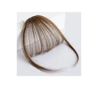 Bangs Hair 2 extensiones de cabello humano con flequillo con clip, flequillo fino con patillas, for uso diario.(Light Brown)
