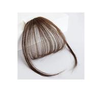 Bangs Hair 2 extensiones de cabello humano con flequillo con clip, flequillo fino con patillas, for uso diario.(Dark Brown)