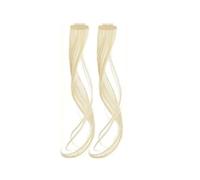 Bangs Hair 2 extensiones de cabello sintético con flequillo lateral largo, flequillo falso, ondulado y rizado, con clip, for mujeres y niñas.(Blonde,25 cm)