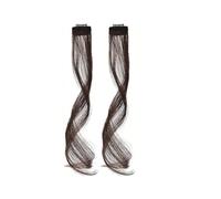 Bangs Hair 2 extensiones de cabello sintético con flequillo lateral largo, flequillo falso, ondulado y rizado, con clip, for mujeres y niñas.(Dark brown,25 cm)