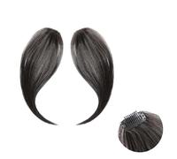 Bangs Hair 2 piezas de flequillo sintético falso for mujer, flequillo con clip, postizo de cabello natural, parte media, dos lados, flequillo, extensiones con clip(Natural black)