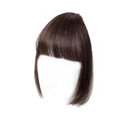 Bangs Hair Extensiones de flequillo que combinan bien con la peluca, flequillo plano de fibra de alta temperatura, corte princesa, cabello falso for atuendos(Dark Brown)