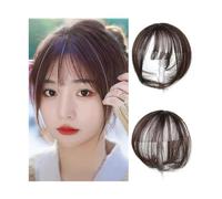 Bangs Hair Flequillo de aire 3D con clip de 8 pulgadas, aspecto natural, extensiones de cabello con flequillo de dos piezas for mujeres y niñas, peluca(Brown black)