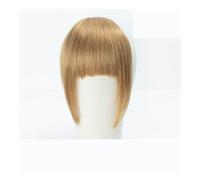 Bangs Hair Flequillo de cabello humano, 3 clips, 3D, corte romo, flequillo de cabello Natural, Clip superior en extensiones de cabello, no Remy, 2,5 "x 4,5"(Light Brown)