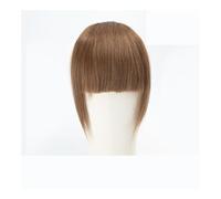 Bangs Hair Flequillo de cabello humano, 3 clips, 3D, corte romo, flequillo de cabello Natural, Clip superior en extensiones de cabello, no Remy, 2,5 "x 4,5"(Medium Brown)