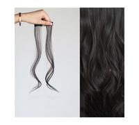 Bangs Hair Flequillo largo de lado, flequillo ondulado y rizado con clip, flequillo frontal for uso diario for mujeres, juego de 2 piezas, patillas largas, flequillo falso sintético natural(Brown blac