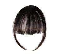 Bangs Hair Flequillo sintético francés con clip, 2 unidades, con patillas, for uso diario.(Brown black-A)
