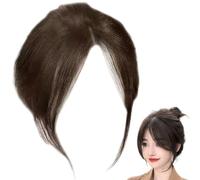 Bangs parcial pieza para el cabello 9.8 pulgadas clip natural flequillo al transpirable cabello humano toppers para mujeres cabello realista flequillo marrón claro