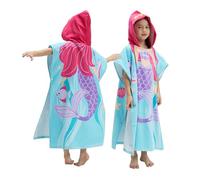BANGSAUR, toalla cambiadora de playa, piscina, baño, surf, 100% algodón, con capucha, para niños pequeños de 3 a 12 años (sirena morada, 9 a 12 años/altura: 49 a 59 pulgadas; 125 a 150 cm)