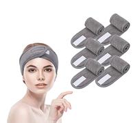 BangShou 6 Piezas Diadema de Maquillaje Cinta Pelo Ajustable para Lavado de Cara, Spa, Belleza (Gris)