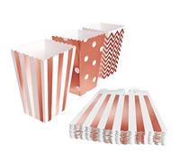 BangShou 60pcs Cajas de Palomitas Cartón Caramelo Contenedor Cine Pequeñas Cajas de Palomitas de Maíz 12 x 7.5cm (Oro rosa)