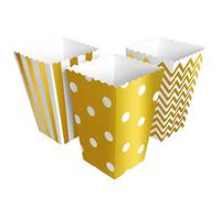 BangShou 60pcs Cajas de Palomitas Cartón Caramelo Contenedor Cine Pequeñas Cajas de Palomitas de Maíz 12 x 7.5cm (Dorado)
