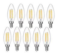 BANGSHUO E14 Bombillas Vela Filamento LED 4W C35 Casquillo Fino - Equivalente a 40W E27, 400 lúmenes Blanco Cálido 2700K Bombilla Retro Vintage, No regulable - Pack de 10