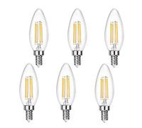BANGSHUO E14 Bombillas Vela Filamento LED 4W C35 Casquillo Fino - Equivalente a 40W E27, 400 lúmenes Blanco Cálido 2700K Bombilla Retro Vintage, No regulable - Pack de 6