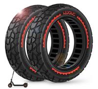 BANGTING 2PCS 10x2.50-6.5 Ruedas Maciza Antipinchazos para Patinete Electrico - 60/70-6.5 Neumático Tubeless, 10x2.50 Fuera de Carretera Llanta Para Ninebot G30 Serie y Xiaomi 5/5 Pro/5 Max (Rojo)
