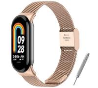 BANGTING Correas Acero Inoxidable Compatible con Xiaomi Mi Band 10/9/8, Correa Metalica de Repuesto para Mi Band 10/9 / 8 (Oro rosa (Tipo hebilla))