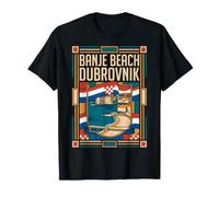 Banje Beach Croacia Bandera Dubrovnik Old Town Vintage Art Camiseta