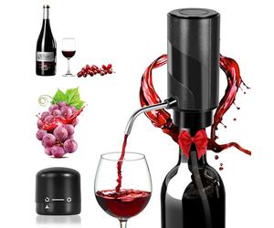 BANJILI Aireador y vertedor de vino eléctrico con tapón, Decantadores de vino automáticos inteligentes, Dispensador de vino recargable con cable USB, Los mejores regalos para el vino