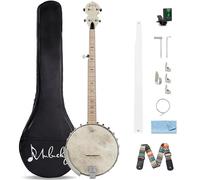 Banjo de 5 cuerdas, tamaño completo Mulucky con 24 soportes, parte posterior abierta, banjos de arce con kit para principiantes - MB1101