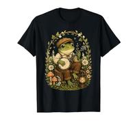 Banjo Jugando Rana Cottagecore Bosque Folk Música Escena Camiseta gráfica económica, Hombre, Negro, XL