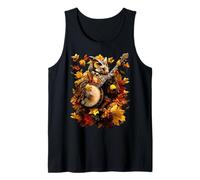 Banjoist Búho Jugar Banjo Picker Hojas Otoño Animal Camiseta sin Mangas