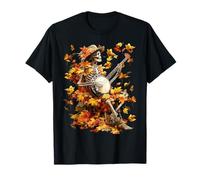 Banjoist Esqueleto Jugar Banjo Picker Hojas Otoño Camiseta