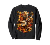 Banjoist León Jugar Banjo Picker Hojas Otoño Animal Sudadera