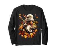 Banjoist Ovejas Jugando Banjo Picker Hojas Otoño Música Manga Larga