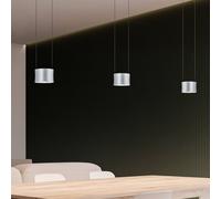 Bankamp Impulse, lámpara de suspensión LED 3 focos, níquel mate