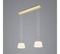 BANKAMP Lámpara colgante LED Conus, 2 luces, latón