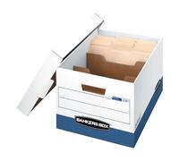 BANKERS BOX 0083601 R-Kive máxima fuerza caja de almacenaje, carta/Legal, tapa de cierre, blanco/azul (funda de 12)